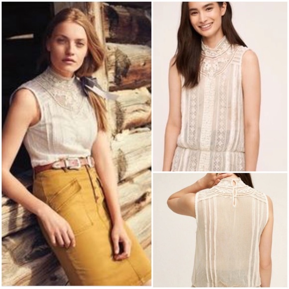 Anthropologie Tops - Anthropologie Rosewood Lace Blouse NWOT Top Large
